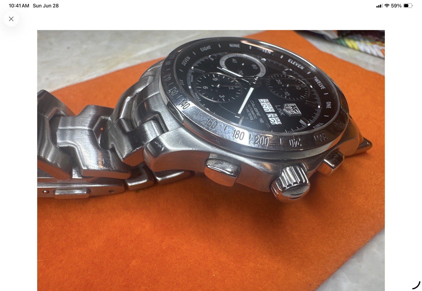 TAG Heuer Link Calibre 16 Auto Chronograph Day/Date Black Dial 200m SS