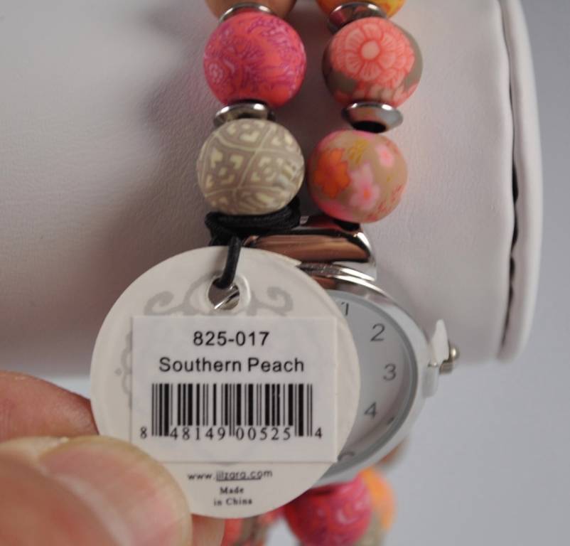 Jilzarah Southern Peach Round Watch Polymer Clay Beads Handcrafted Artisan G22