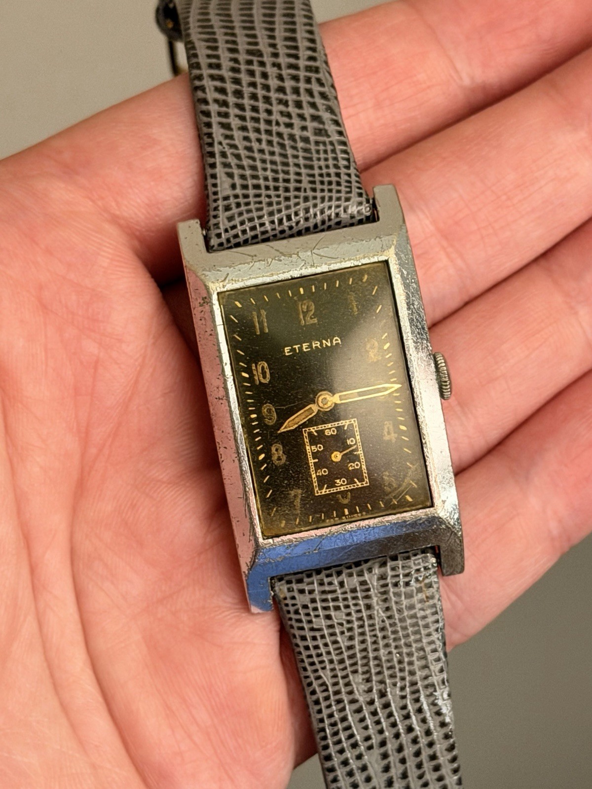Vintage 1939 Eterna Military Tank Art Deco Black Gilt Dial Runs – Kreisler Band
