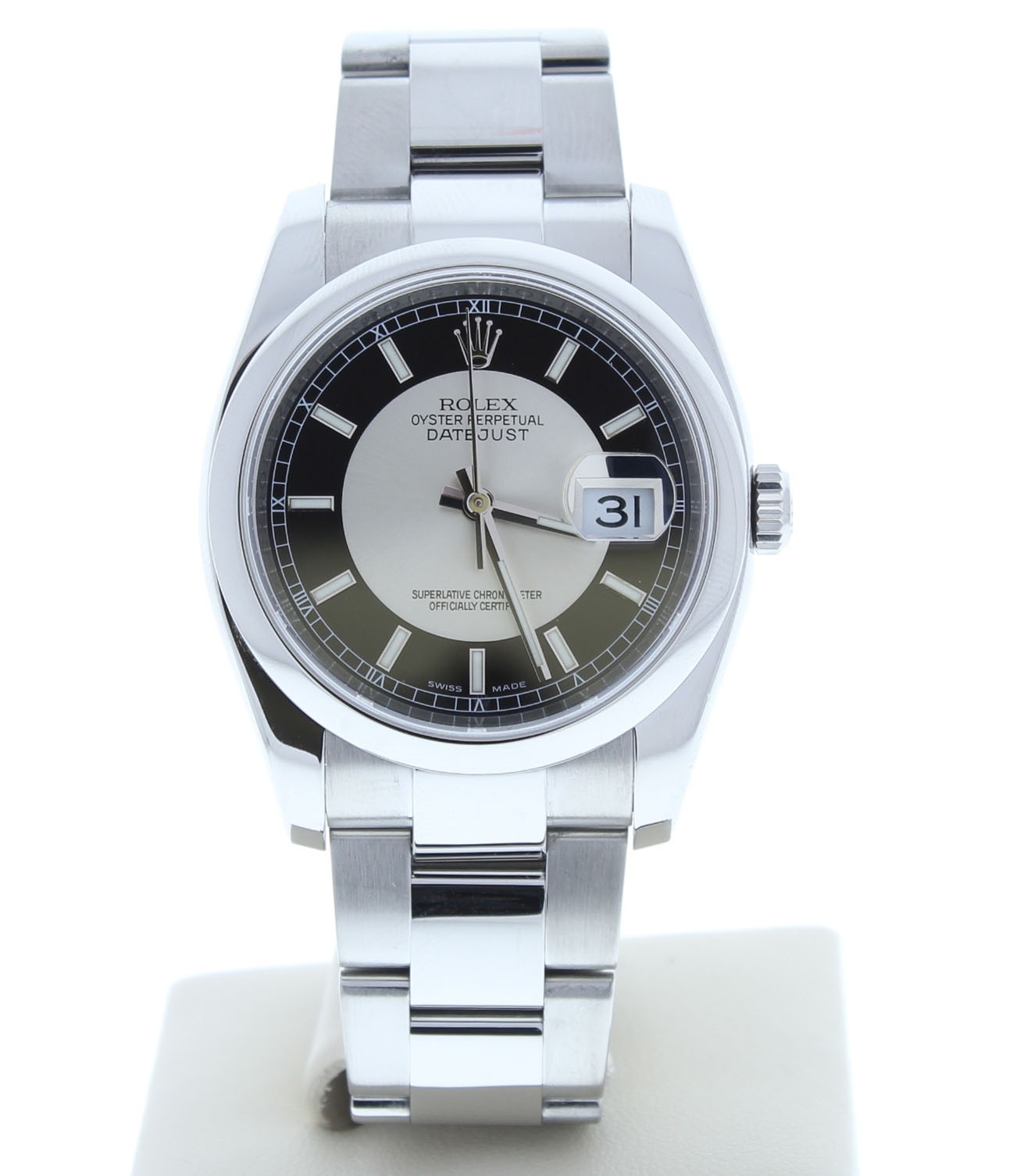 Rolex Datejust 36mm 116200 Black Silver Tuxedo Dial Oyster Bracelet