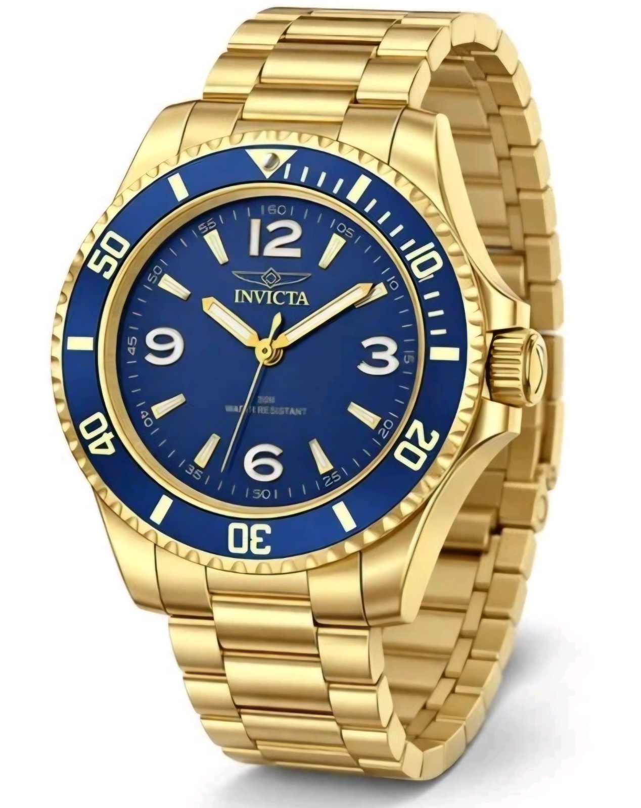 Invicta Specialty Rowan Men’s 40mm Gold Case & Blue Bezel Watch Quartz NIB
