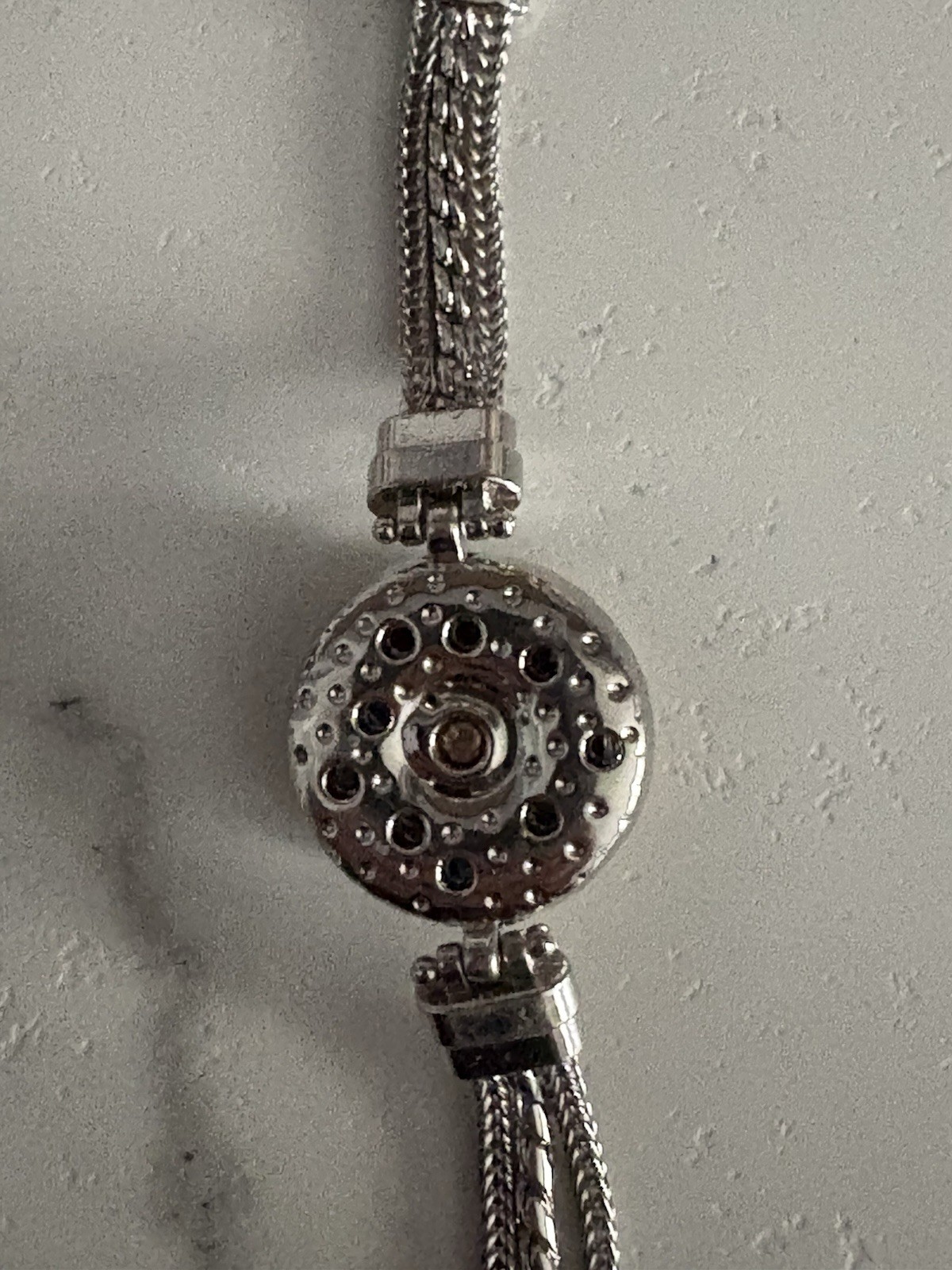 Vintage Ginger Snap Jewelry Adjustable Silver Tone Bracelet + Enamel GS Charm
