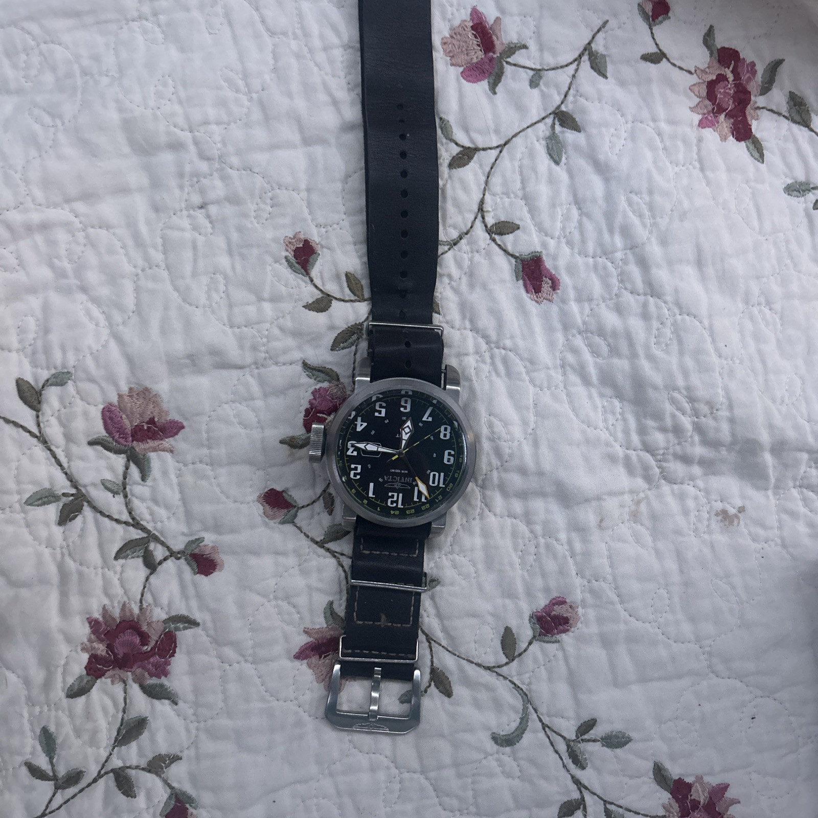 Invicta Aviator GMT Quartz Watch 52mm SS Leather Strap 18886 Pre-owned
