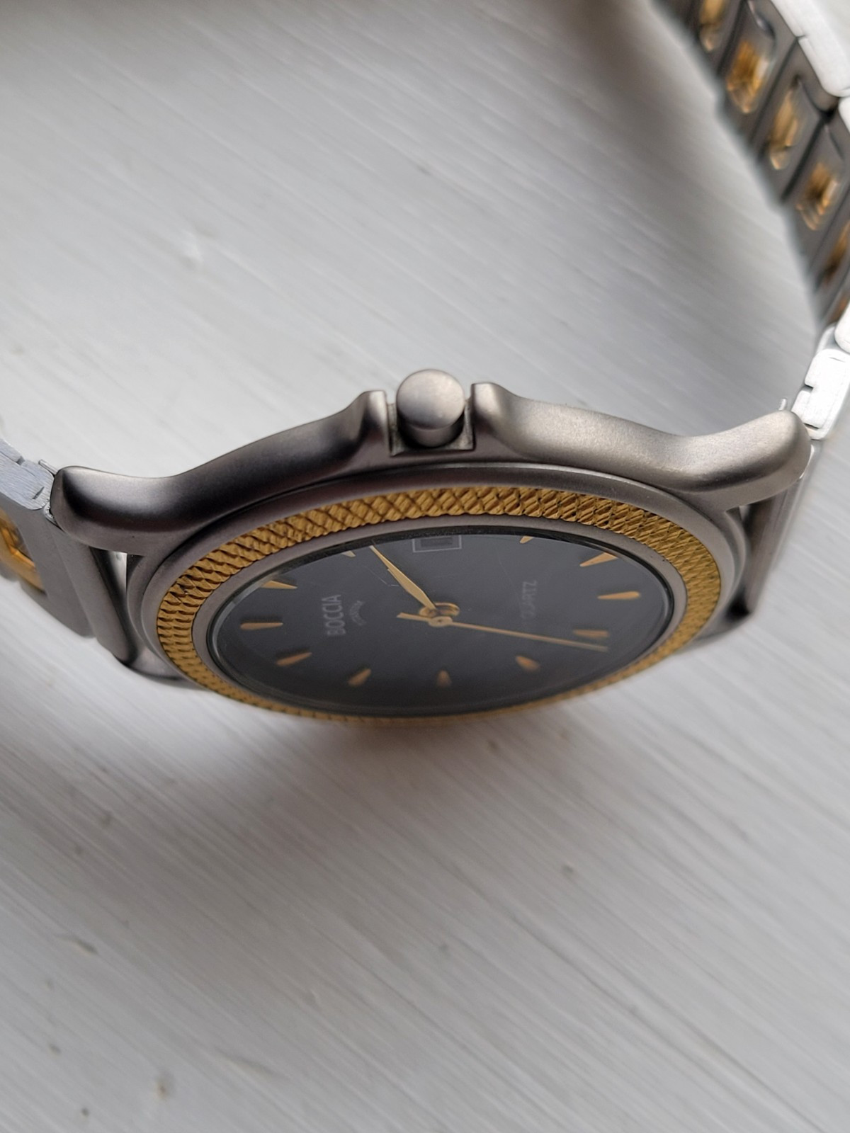 BOCCIA TITANIUM WITH TWO-TONE “H-links” SS CUSTOM BRACELET MENS WATCH