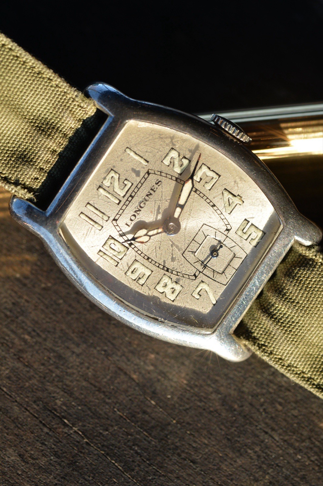 Vintage LONGINES Tonneau “Barrel” Shape Silver Case 1900’s Military Manual Watch