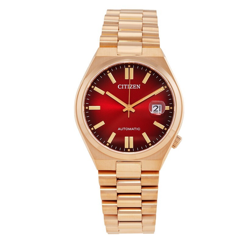Citizen TSUYOSA Gradient Red Dial Rose Gold Tone 40mm SS Watch # NJ0153-82X