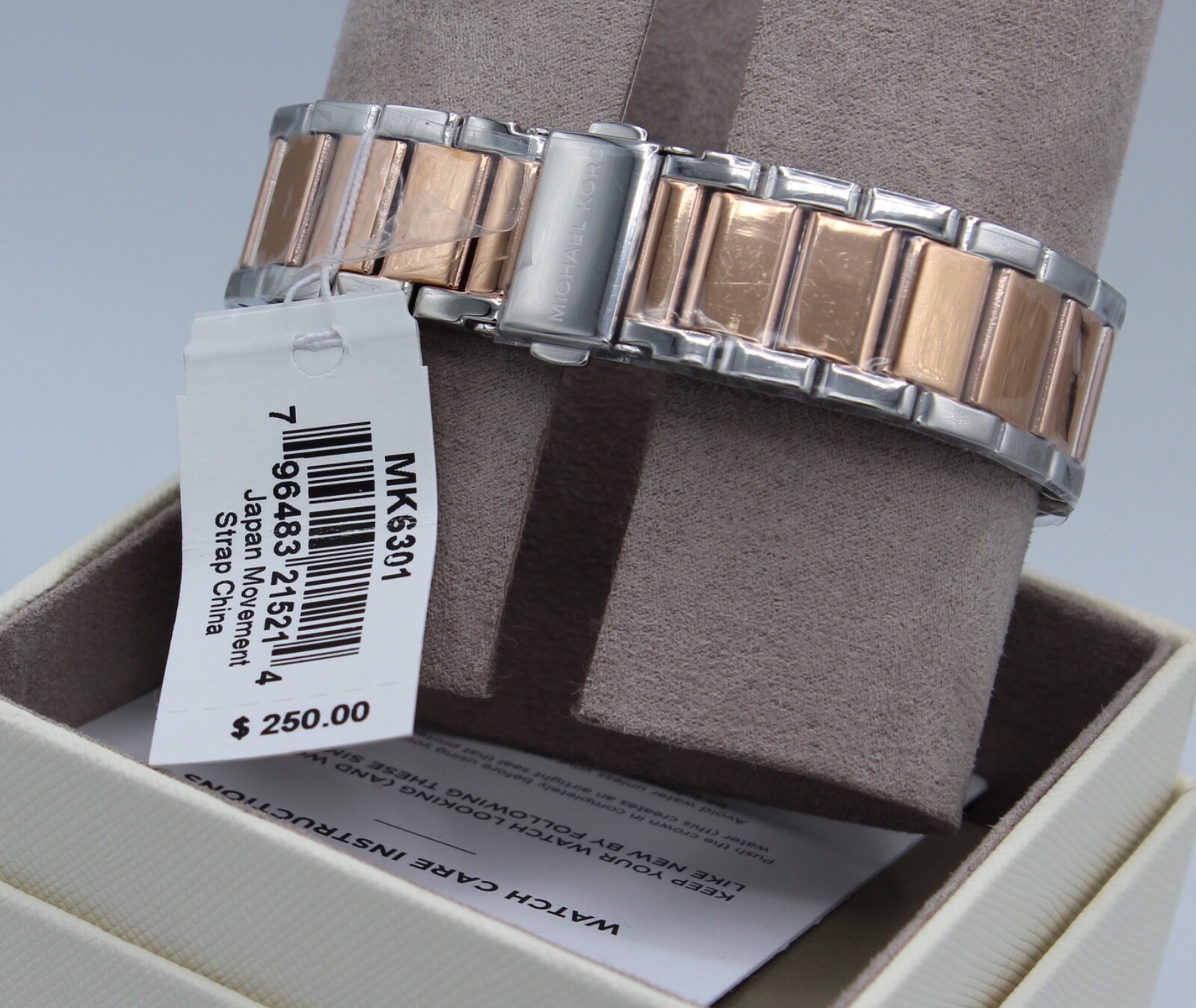 NEW AUTHENTIC MICHAEL KORS PARKER CHRONO SILVER ROSE GOLD MK6301 WOMEN’S WATCH