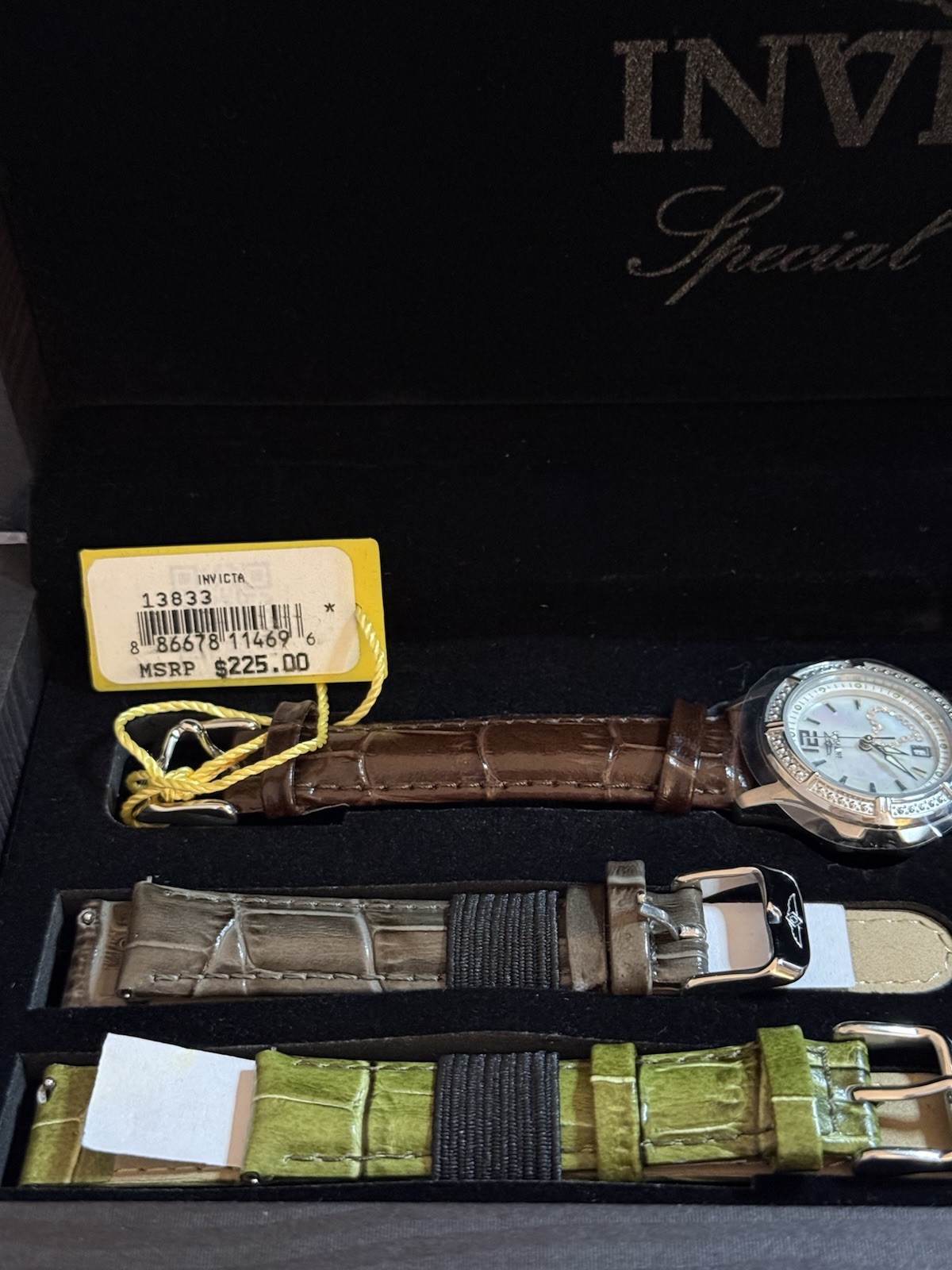 Invicta Special Edition Women’s Quartz Watch Set Dial Leather Bands Box