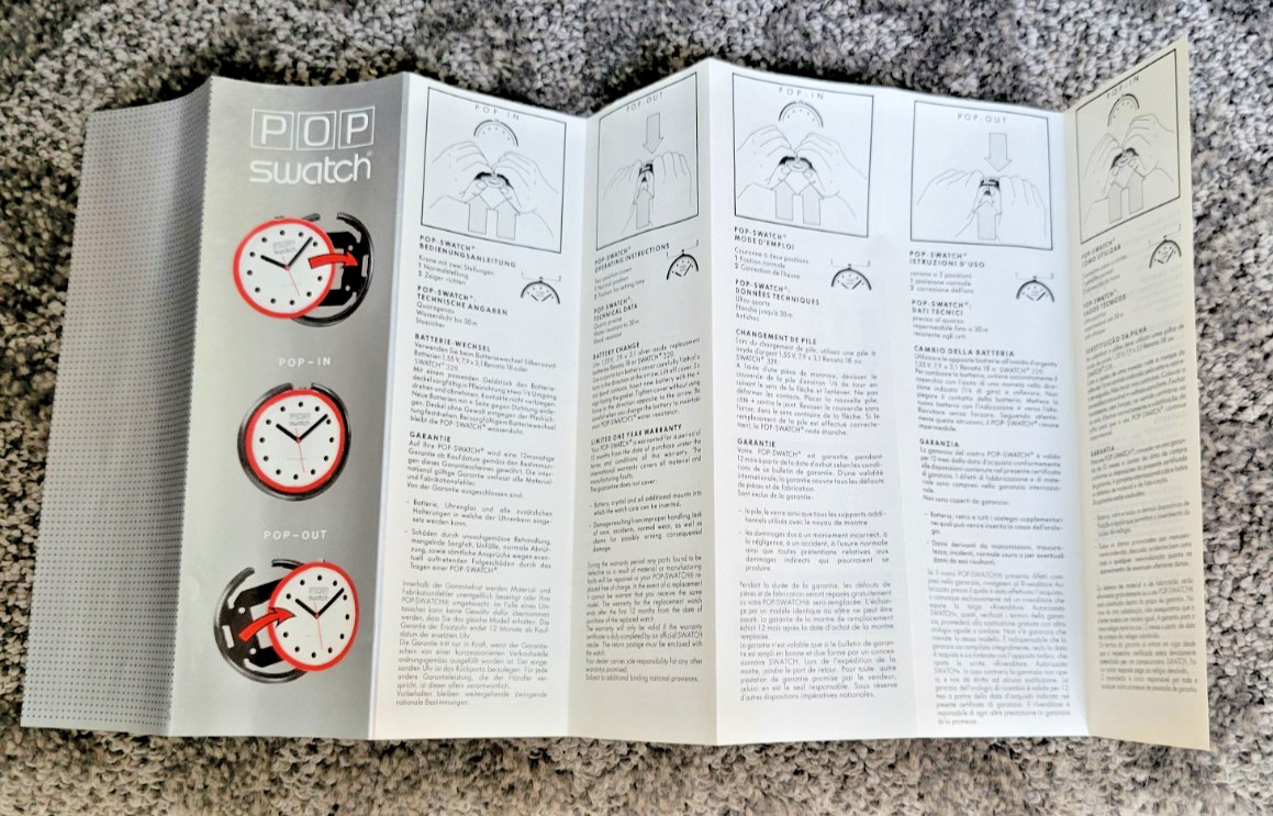 Vintage 1990 POP Swatch Watch PWR105 Caleidoscope with box and instruction sheet