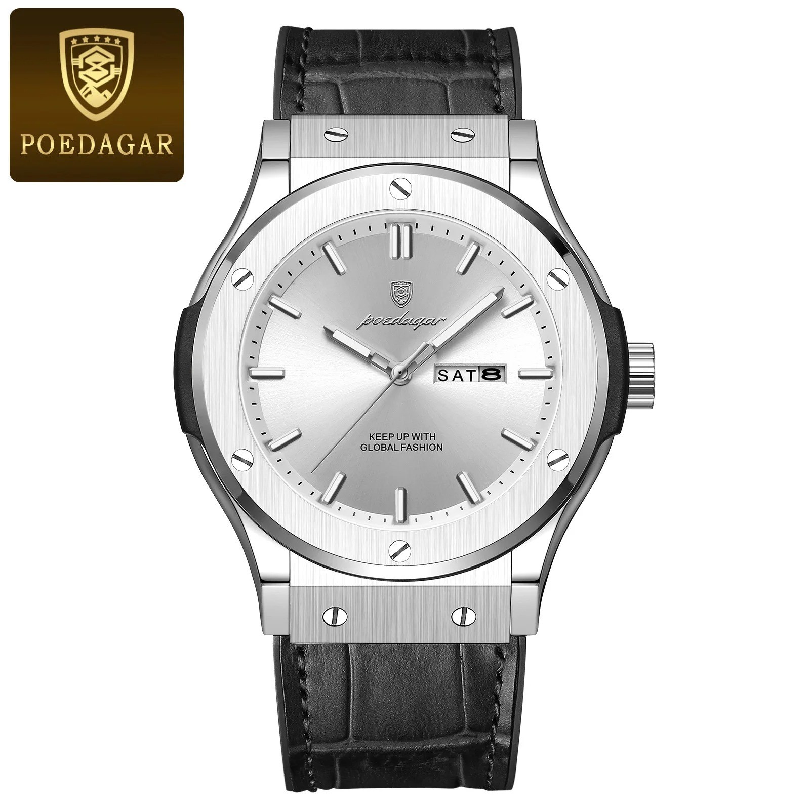 POEDAGAR Luxury Business Watch For Men Waterproof Luminous Date Week Man Wristwa