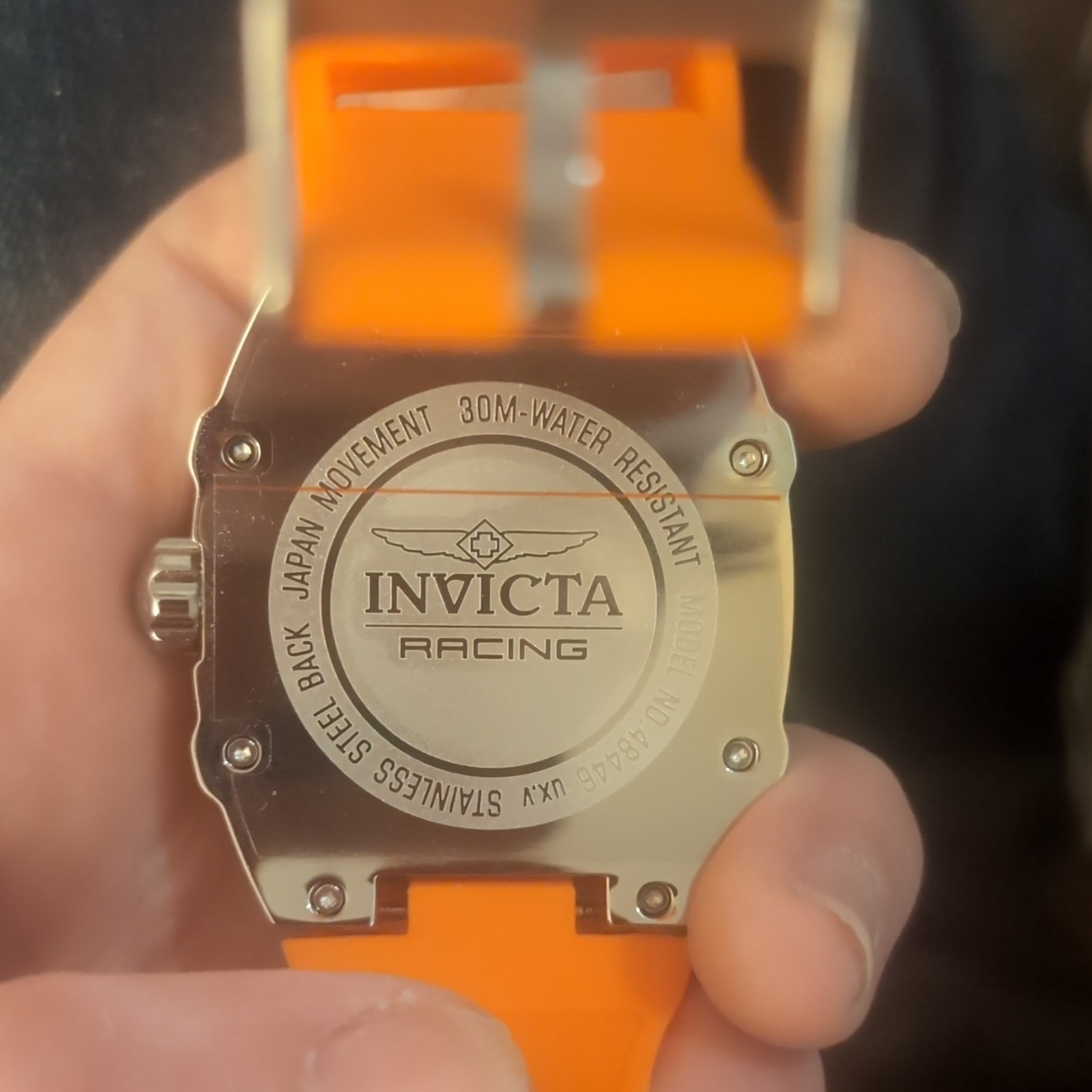 Invicta Racing Men’s Quartz Watch 45mm Tonneau Orange Silicone Strap 30m