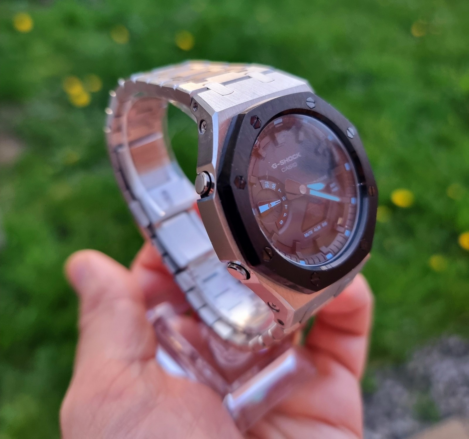 New Custom GShock GA2100 Casioak Stainless Steel Bracelet Gift – Silver mod