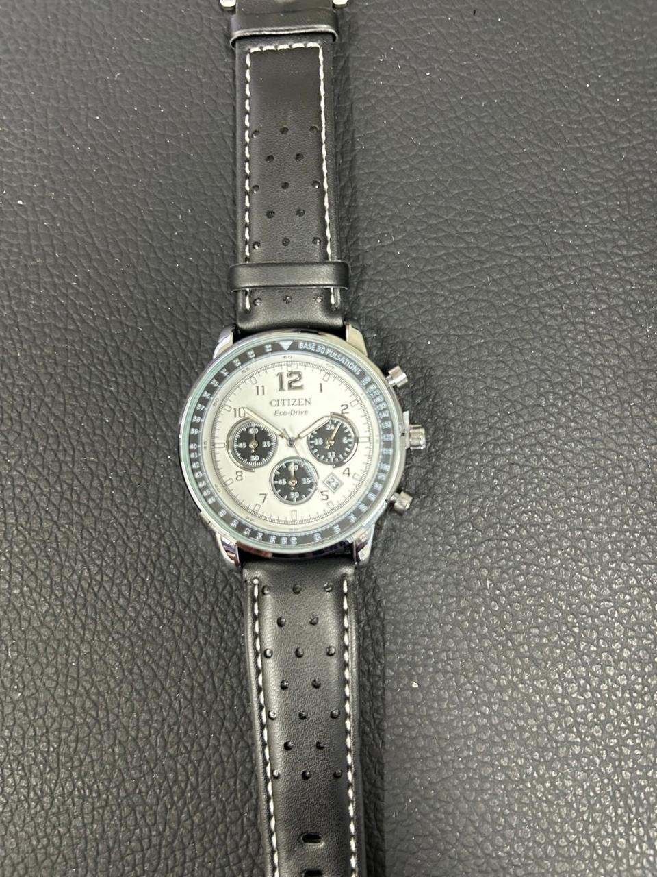 Citizen Men’s Eco-Solar Chronograph Stainless Steel Leather Watch