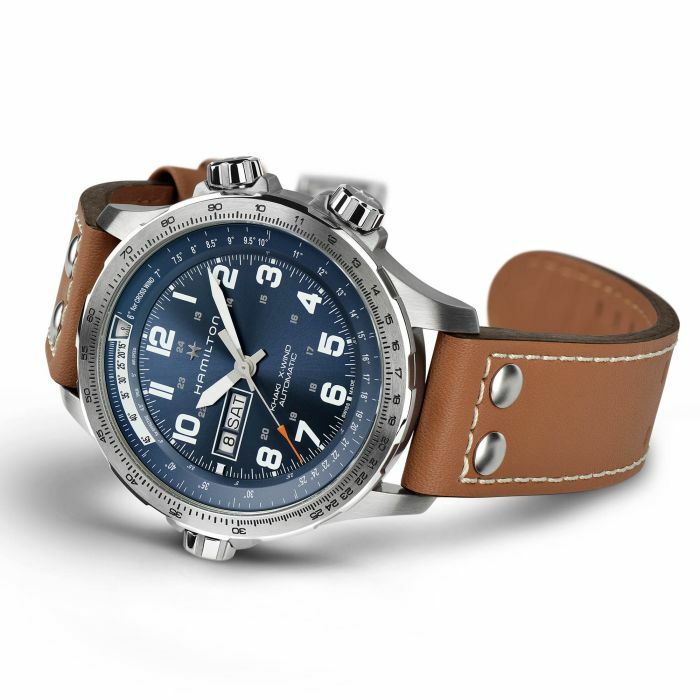 Hamilton Khaki Aviation X-Wind Auto Blue Dial Leather Band Men Watch H77765541