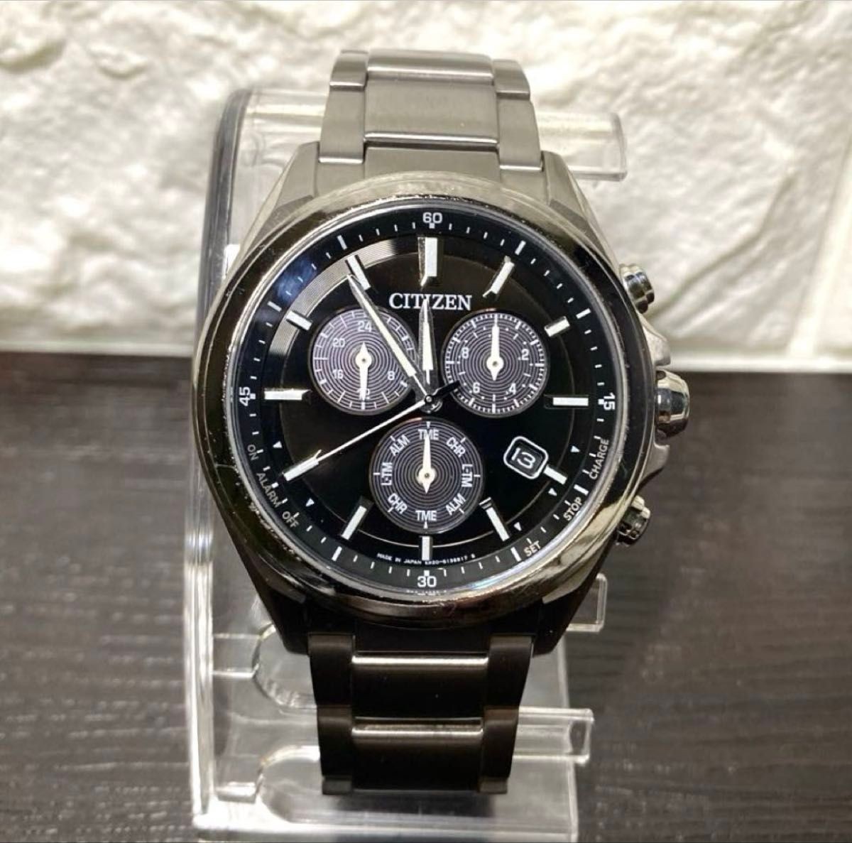Citizen Attesa E820-S096081 Eco-Drive Solar Chronograph Titanium Black Dial Men