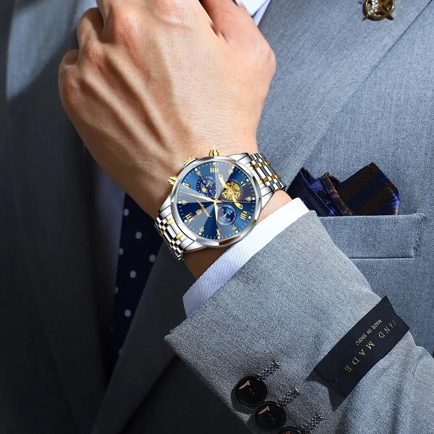 Luxury Men Watch Waterproof Luminous Chronograph Stainless Steel Quartz Watch