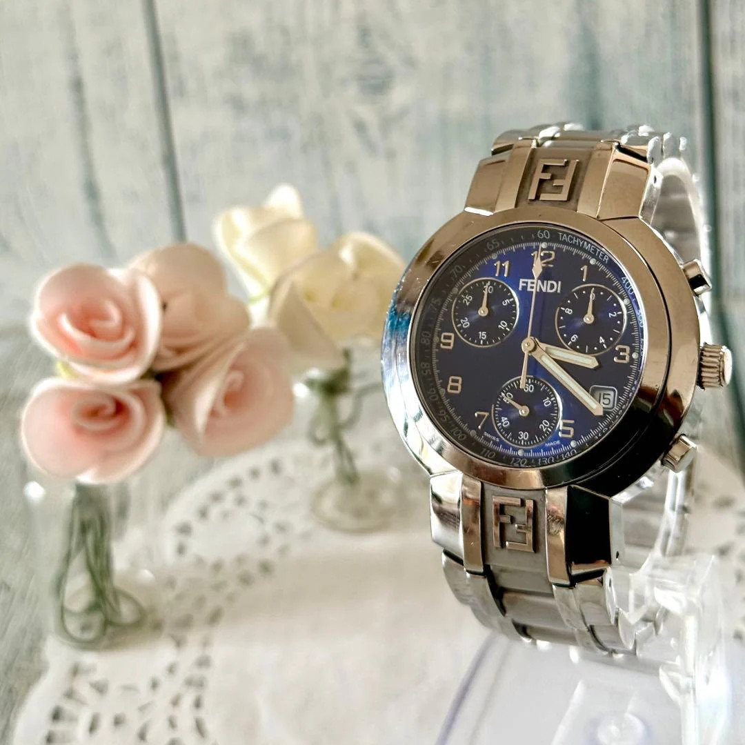 FENDI 4500G Chronograph Mens 40mm Navy Pre-owned Watch