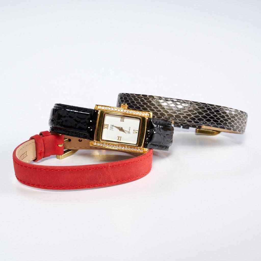 Camrose Kross JBK Jacqueline Kennedy Gold Gray Black Red Leather Womens Watch
