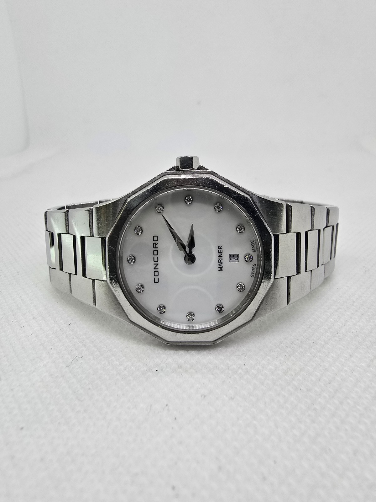 Concord Mariner Quartz White MOP Diamond Dial 30mm Ladies Watch