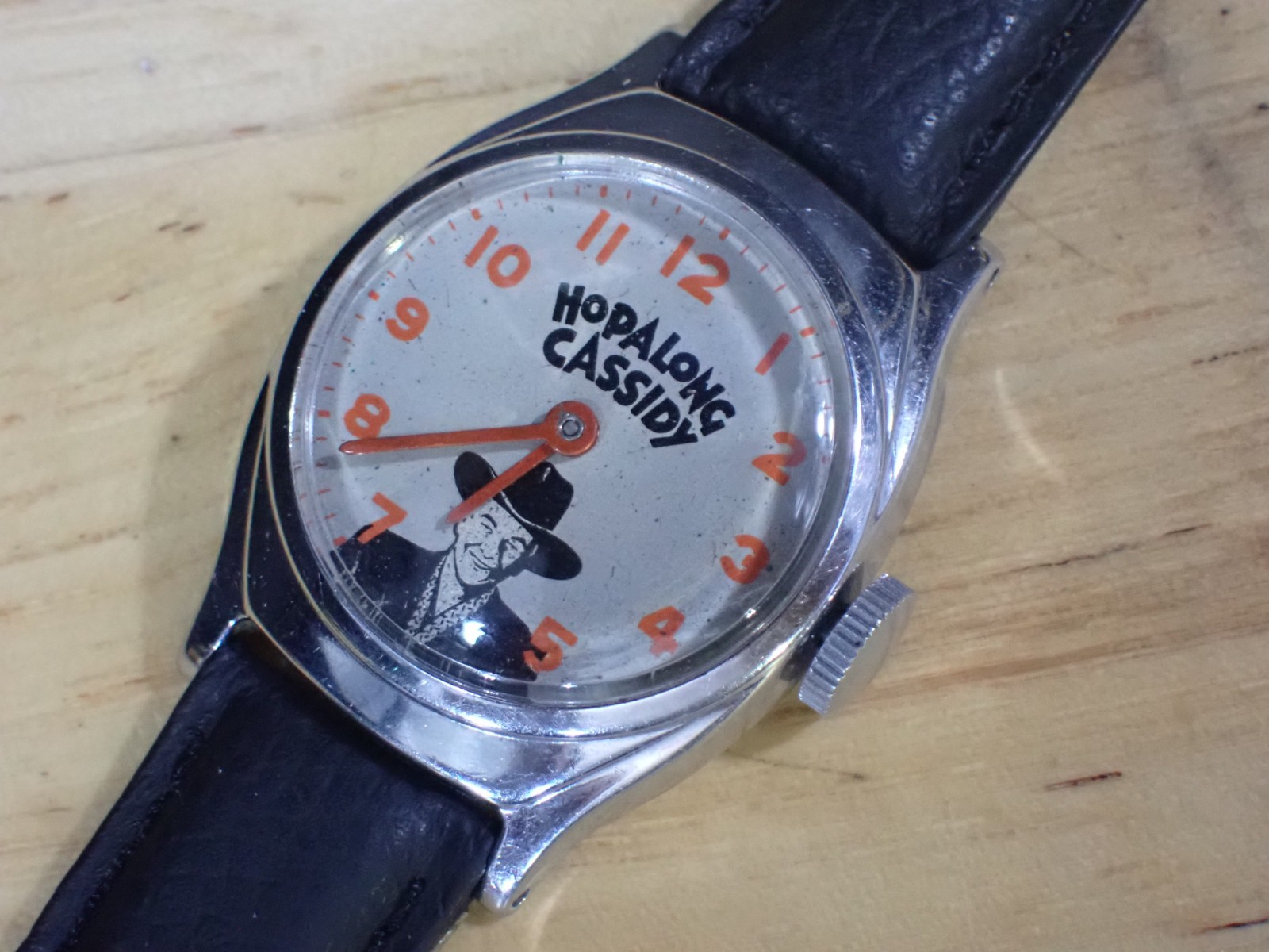 Vintage US Time Hopalong Cassidy Men’s Size Manual Wind Wristwatch runs Nice