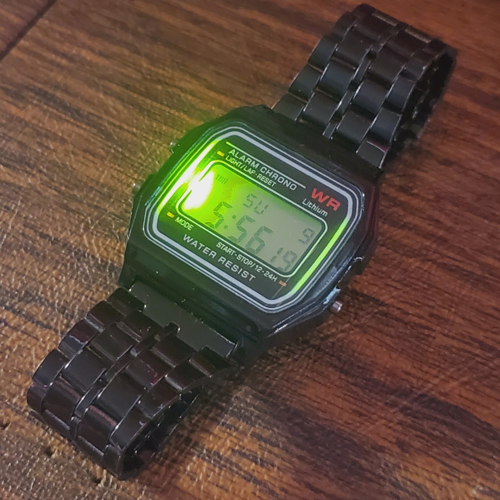 Stainless Steel Retro Digital Watch. Classic BLACK Date Time Alarm Timer US SHIP