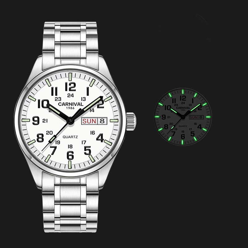 CARNIVAL Luxury Men’s Quartz Watch Luminous 3Bar Waterproof Stainless Steel