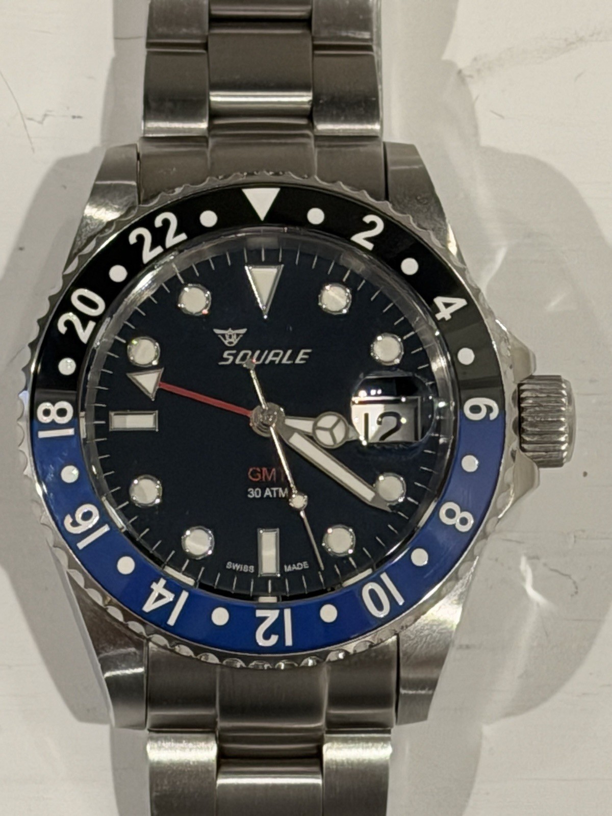Squale 1545 GMT 30Atmos “Batman”Ceramic Black Dial Black/Blue Bezel