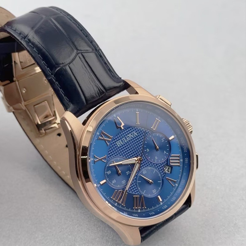 Bulova Wilton 97B170 Classic Blue Dial Chronograph Quartz Men’s Watch 46.5MM