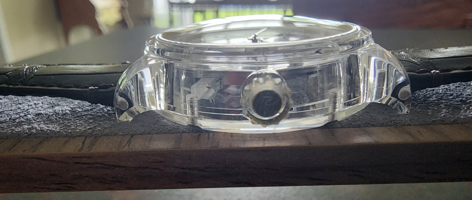 SAPPHIRE CRYSTAL CASE WATCH, SWISS AUTOMATIC SKELETON MOVEMENT – STP 6-21