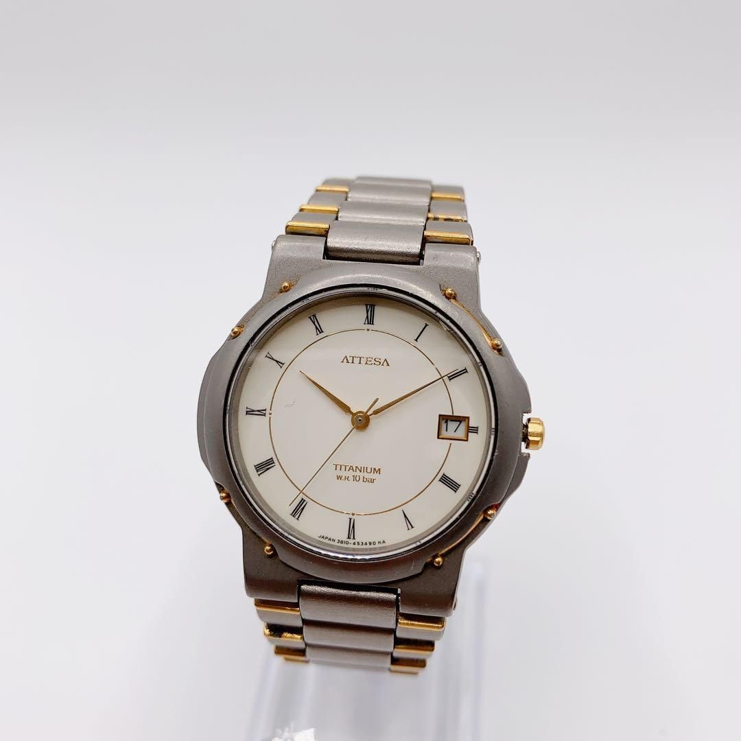 Citizen Attesa 3810-451694Y Date White Dial Titanium Watch Japan
