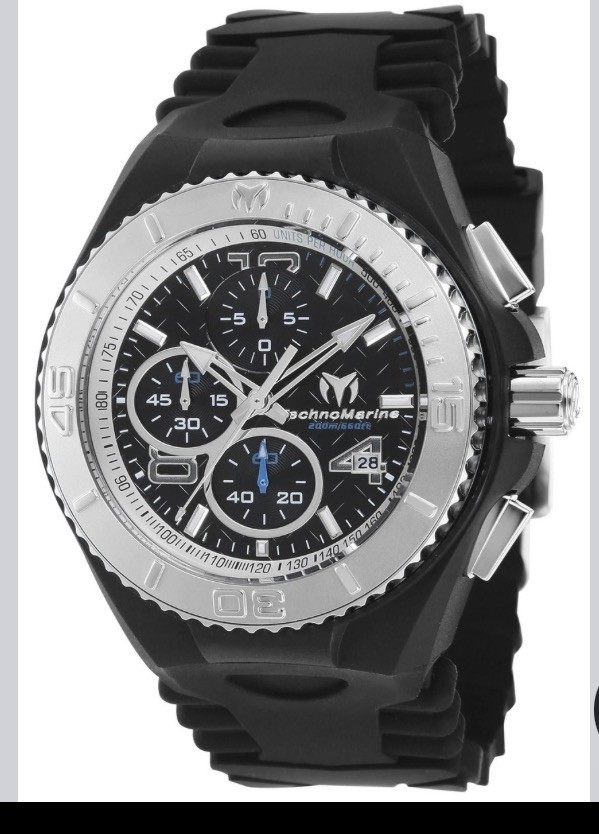 TechnoMarine Cruise Jellyfish Chronograph Date Quartz 200m Black Rubber