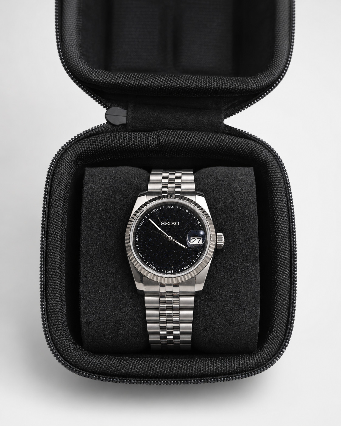 Black Stardust Dial Se1ko Mod 36mm NH35 Automatic Jubilee Watch
