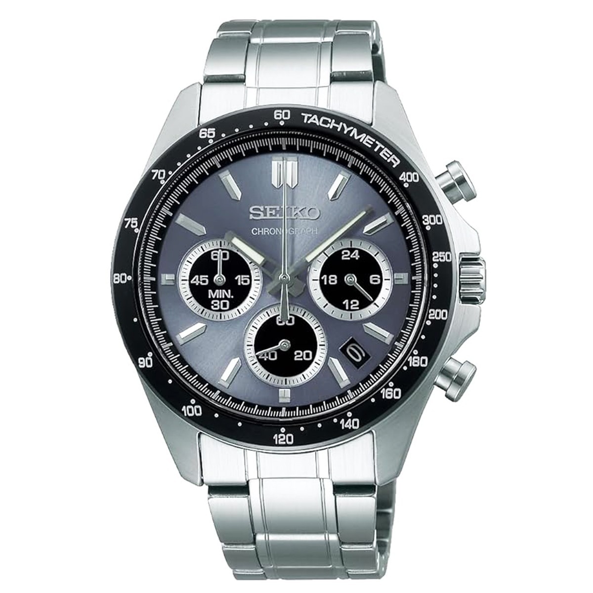 SEIKO Spirit SBTR027 Blue Gray Stainless Chronograph Men`s Watch New in Box