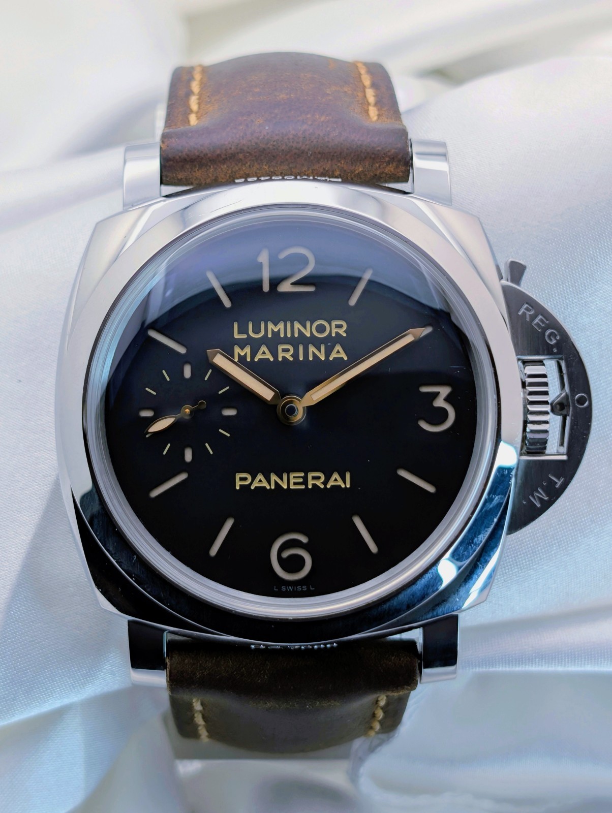 Panerai Luminor Marina 1950 3 Days Black PAM00422 47mm Leather Strap Full Set