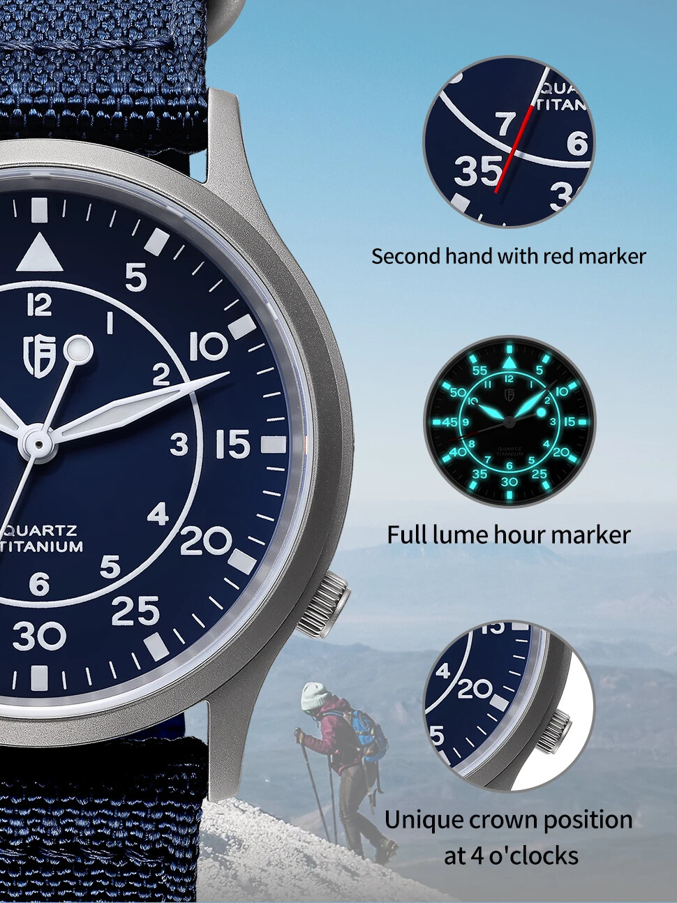 Titanium Watch for Men AR Coating Sapphire Wristwatch Luminous modern Fashion