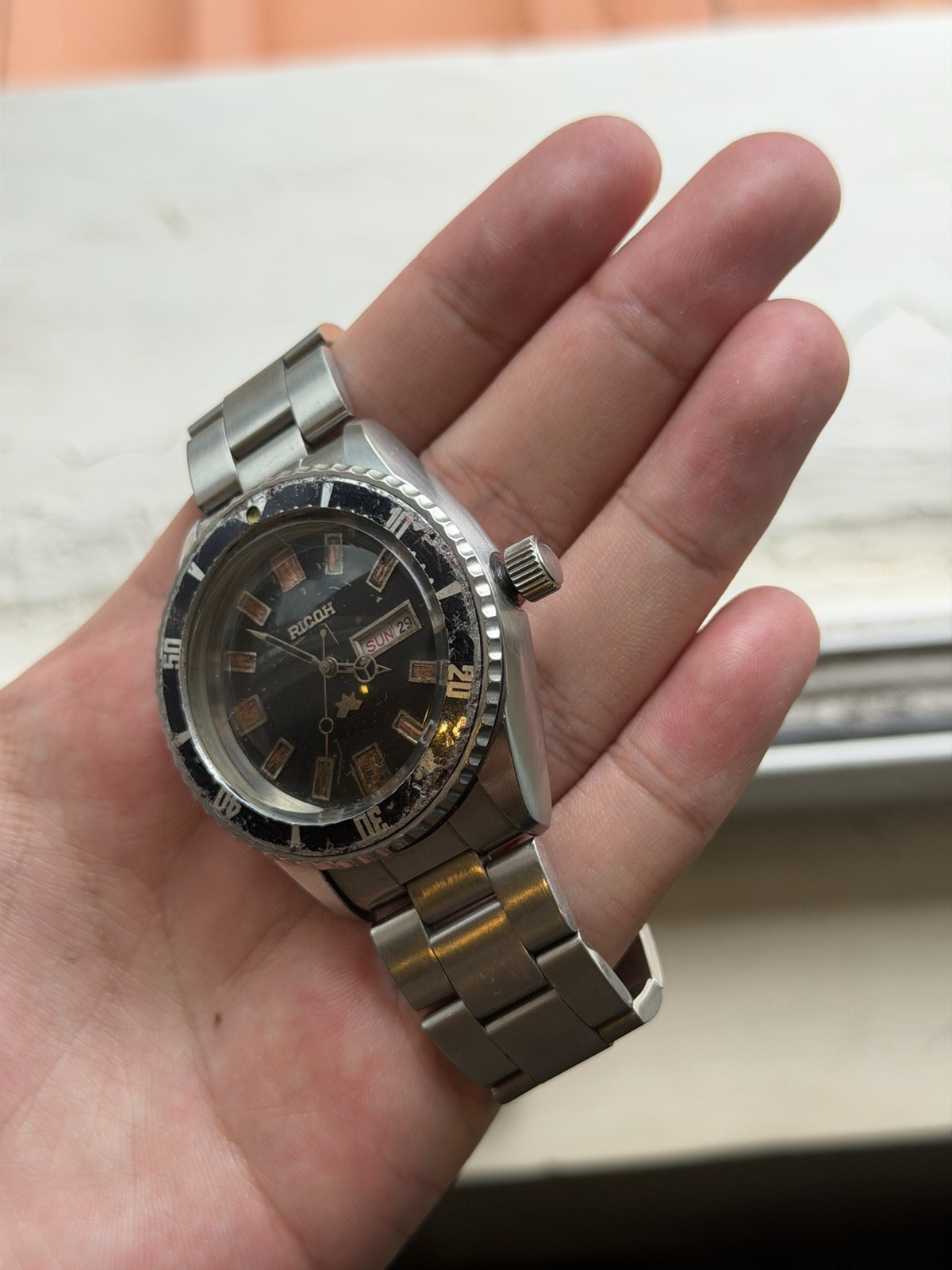 Vintage Ricoh 41217AC Automatic Diver’s 40MM Watch Crystal Diver For Parts