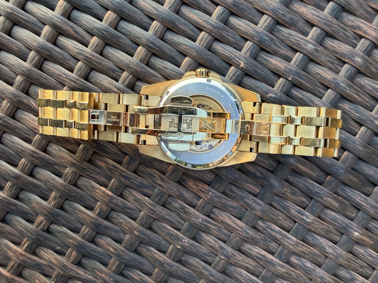 Bulova Sutton 97A162 Automatic Skeleton Gold Tone Men’sWatch 43mm Miyota 21Jewel