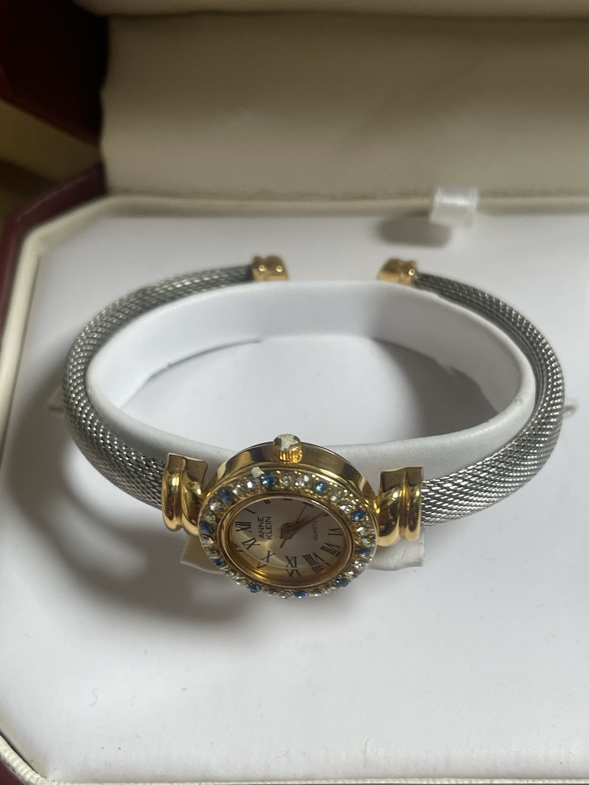 VTG Anne Klein Women’s Watch W/6 Interchangeable Bezels, NEEDS Battery Orig. Box