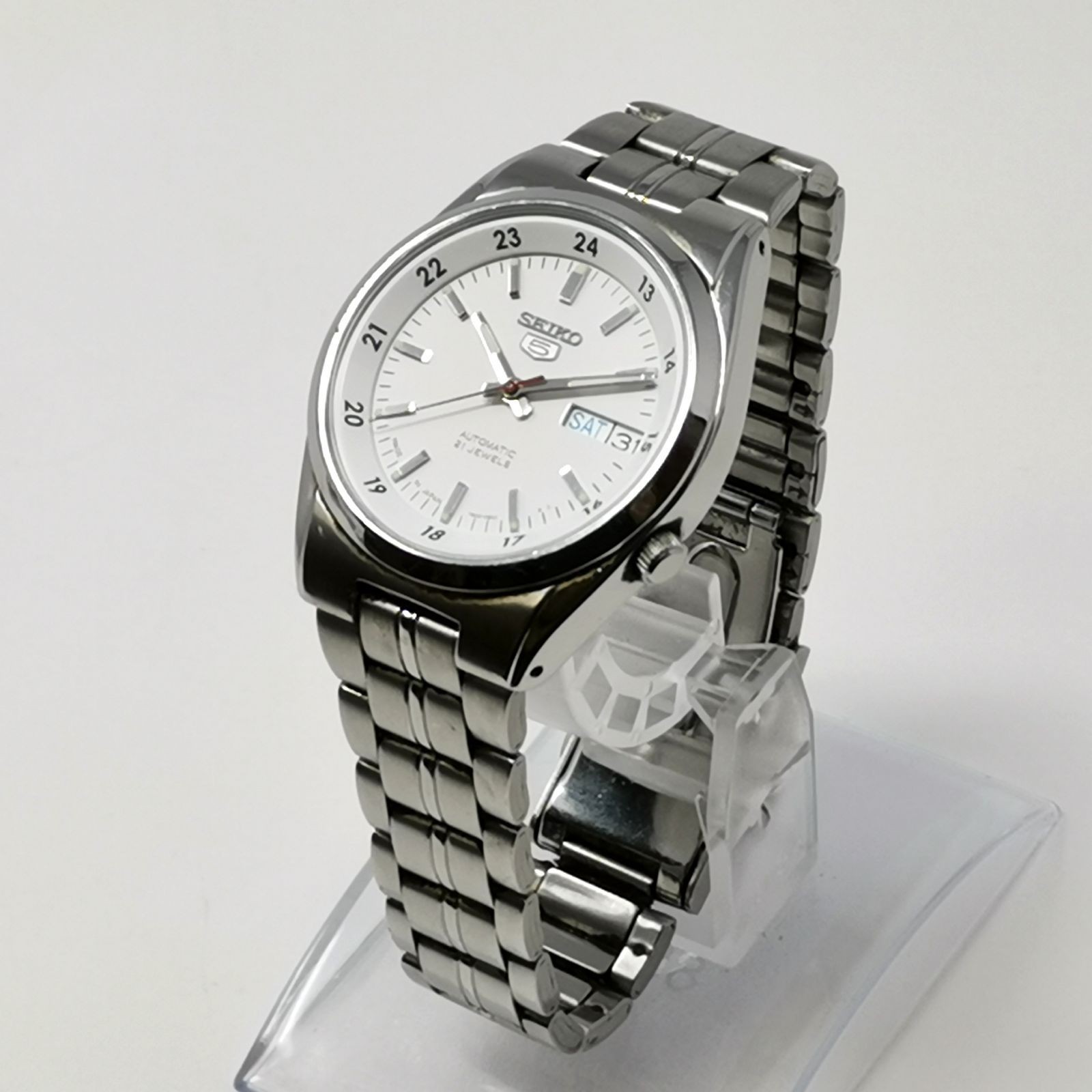 SEIKO 5 automatic 7S26 02C0 white transparent back 21 jewels From Japan