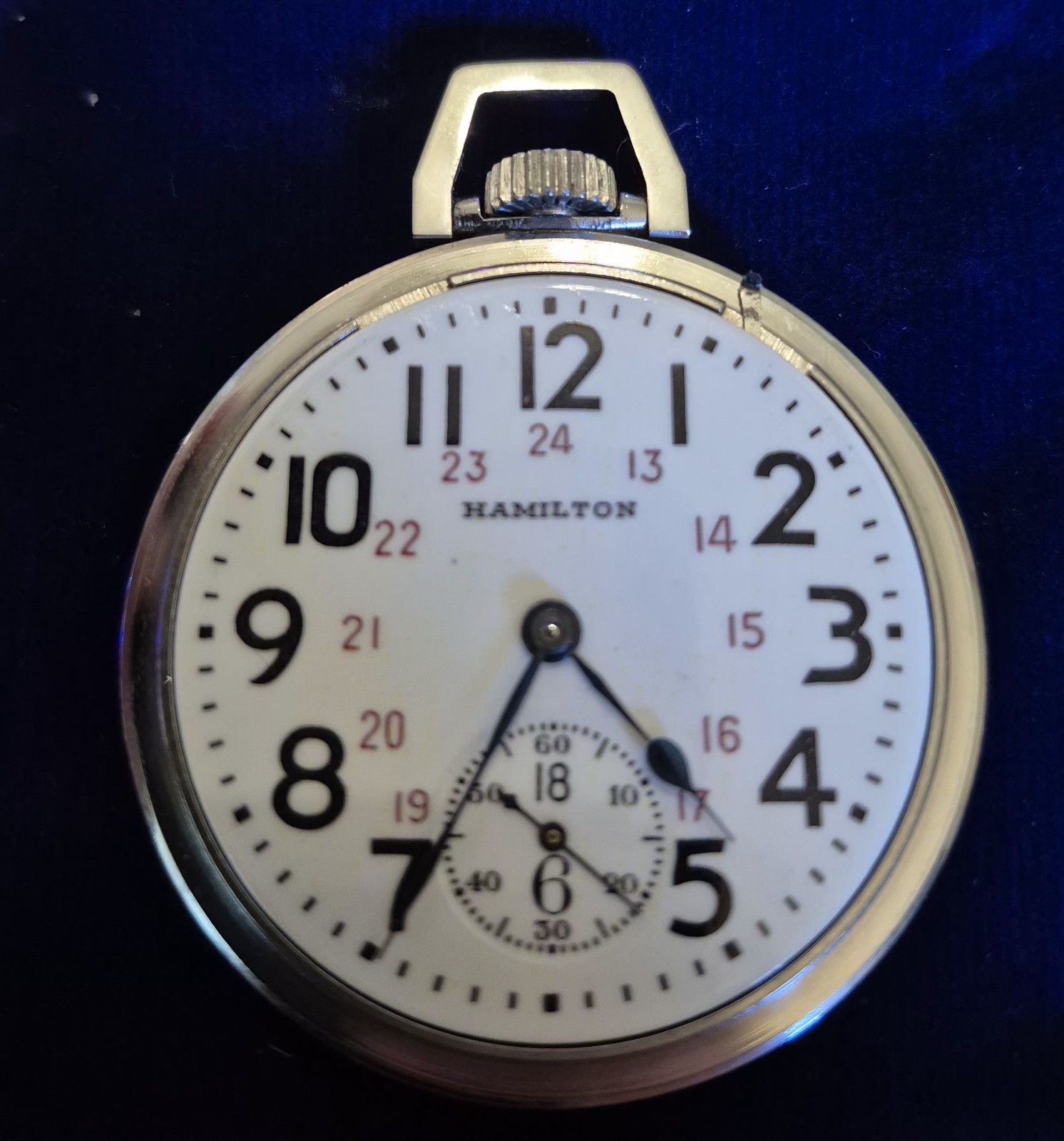 Hamilton 992E Elinvar 16s,Pocketwatch, 24-hr Dial & Canadian Dial-Just Serviced
