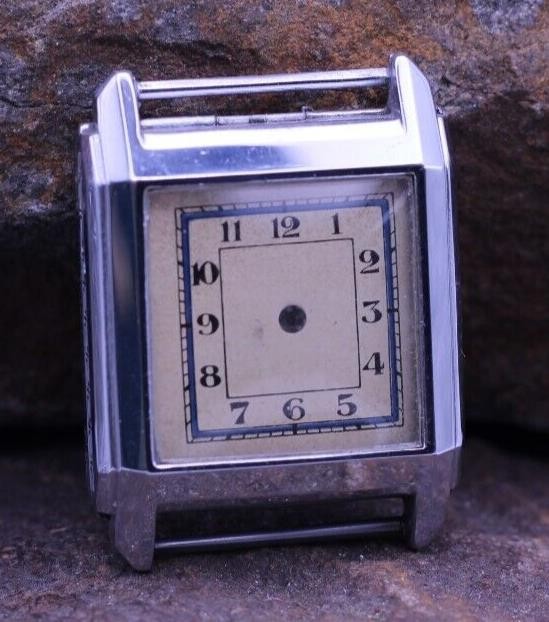 NOS ART DECO SWISS MEN’S WRIST WATCH CASE & DIAL 25.6×33.6mm 18mm LUG (EE)