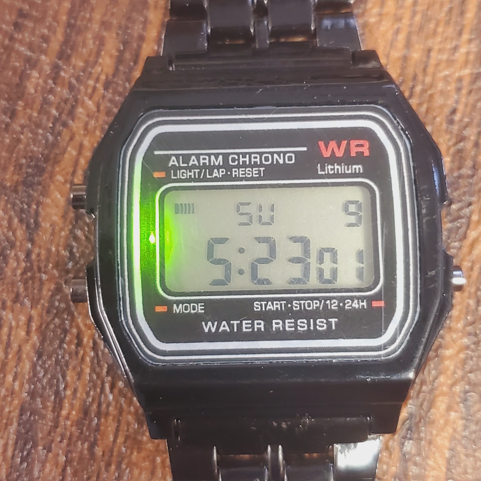 Stainless Steel Retro Digital Watch. Classic BLACK Date Time Alarm Timer US SHIP