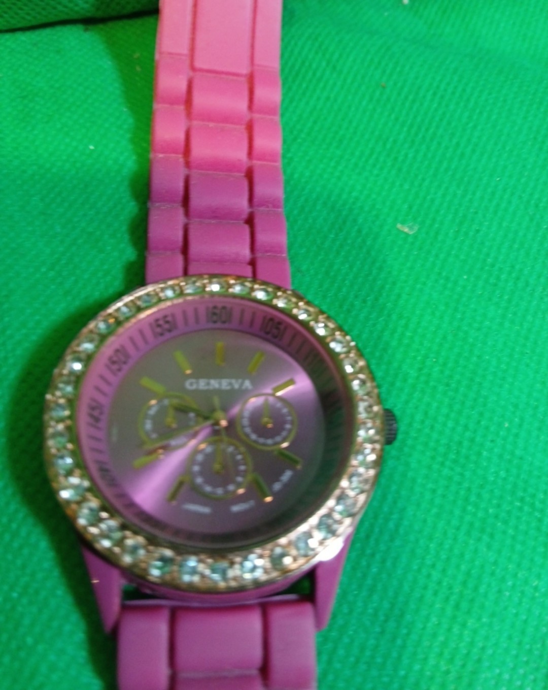 Geneva Diamond Accent Pink Band Watch