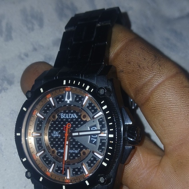 Bulova Precisionist Diver 300m 47mm Quartz Date Black Stainless Steel Watch