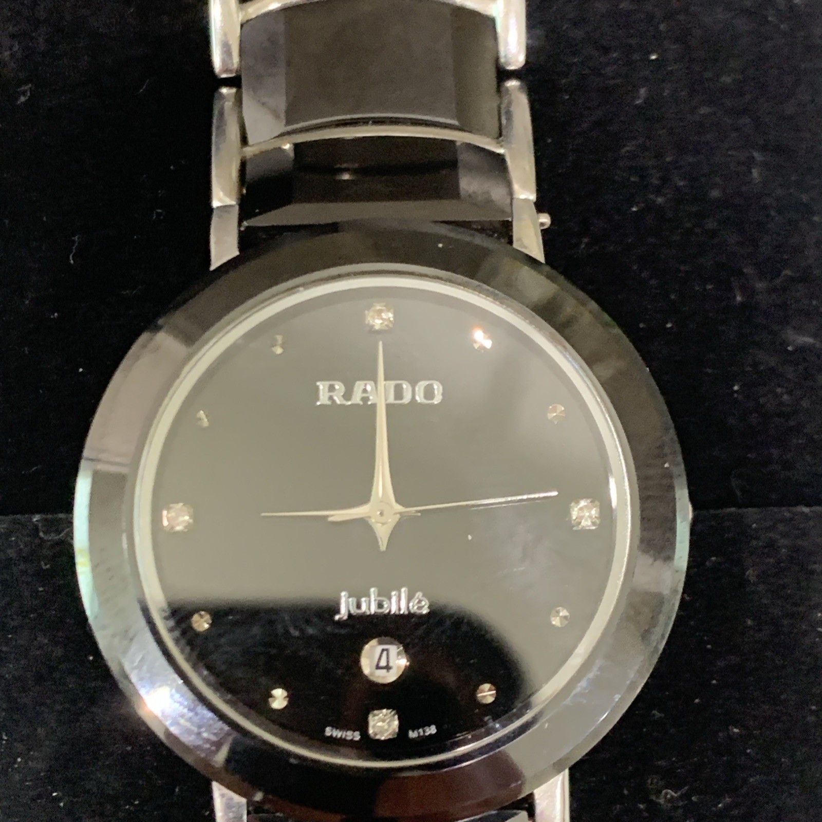 Rado Centrix Quartz Black Dial Black Ceramic Unisex Watch #13822 Fits 8 1/2 “