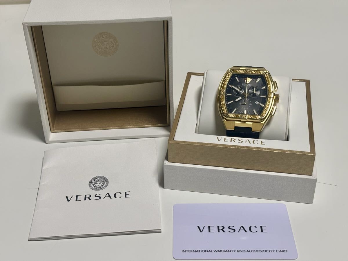 [B1Y] VERSACE Chronograph Men’s Watch Black Gold VESP00324 Greca [z7t]