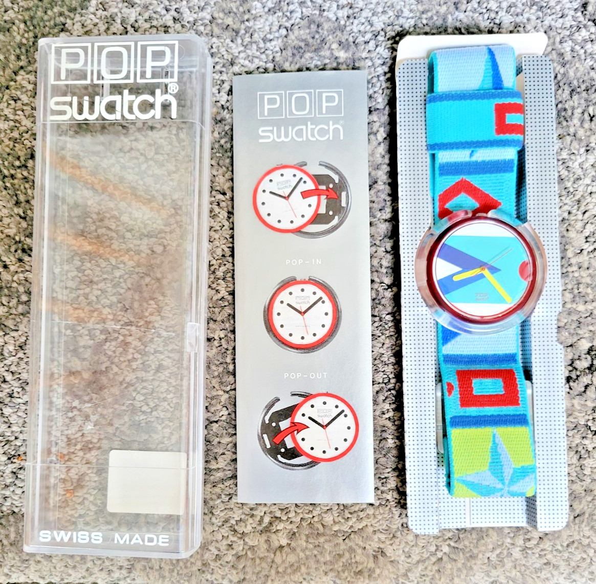Vintage 1990 POP Swatch Watch PWR105 Caleidoscope with box and instruction sheet
