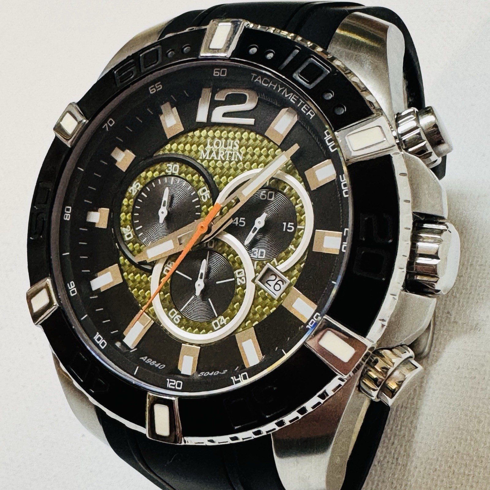 Louis Martin Belair 51mm Sapphire Crystal Men’s Silver Chronograph Watch 5040-2
