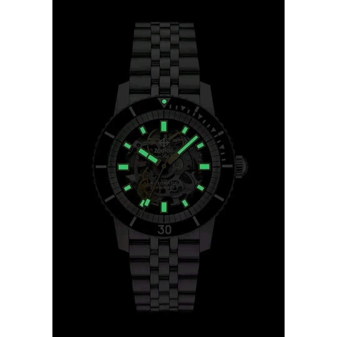 Zodiac Super Sea Wolf Automatic Watch ZO9319 Silver Black 40mm NIB $2995