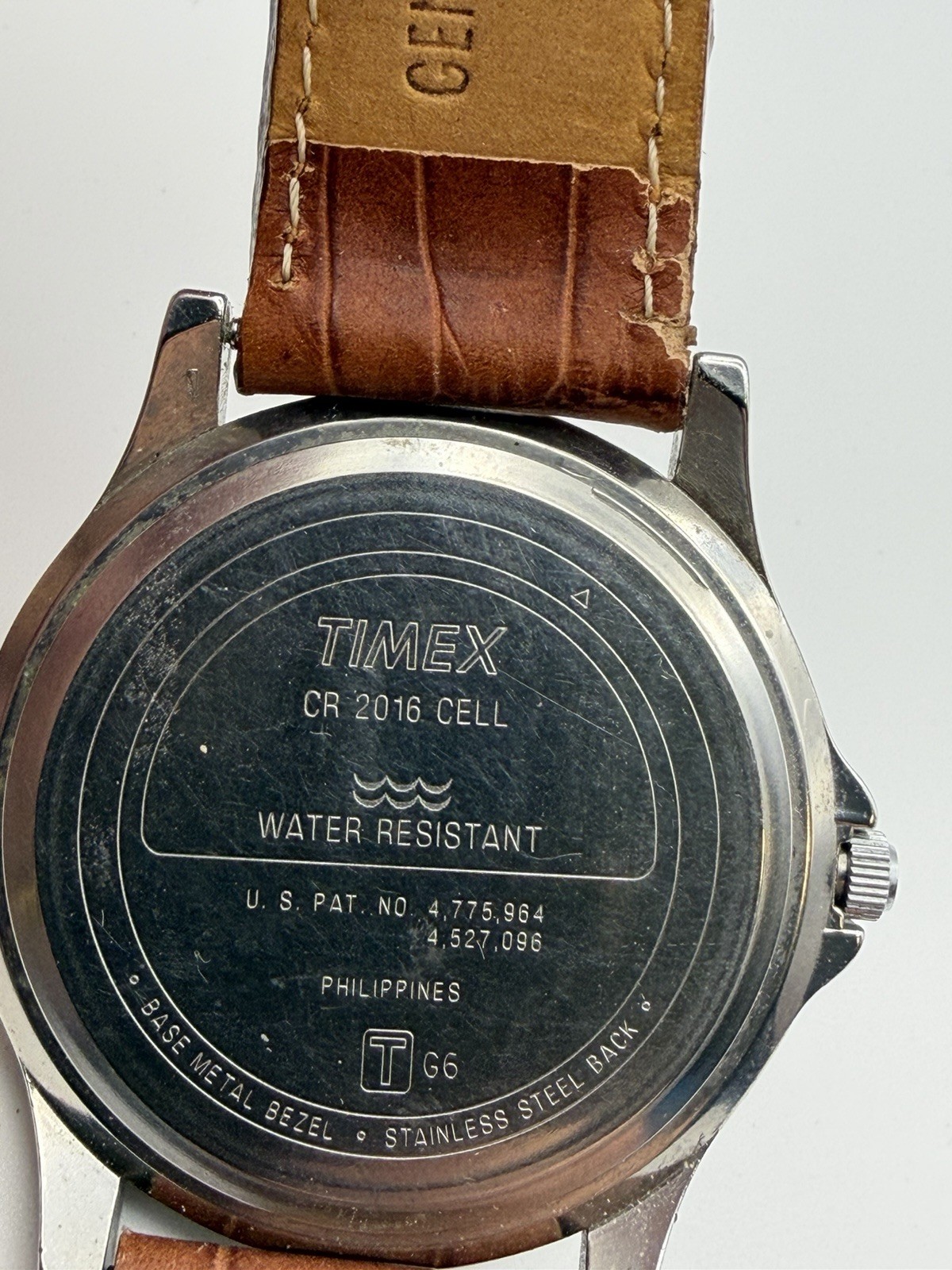 Timex Indiglo White Dial Quartz Date 30m WR Brown Leather Strap Watch